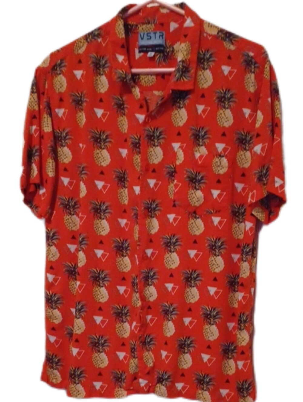 × VSTR Vintage Havana Red Pineapple Print Button-Up Shirt Size XL